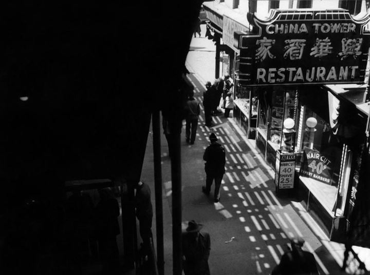 An intersection of the Bowery and Chinatown, 1940s